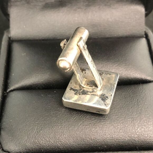 vintage sterling silver trojan greek soldier hematite trojan cuff links intaglio - Picture 10 of 10